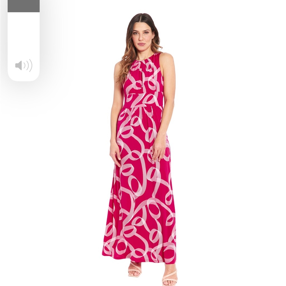 Pleated neck inset waisted maxi dress